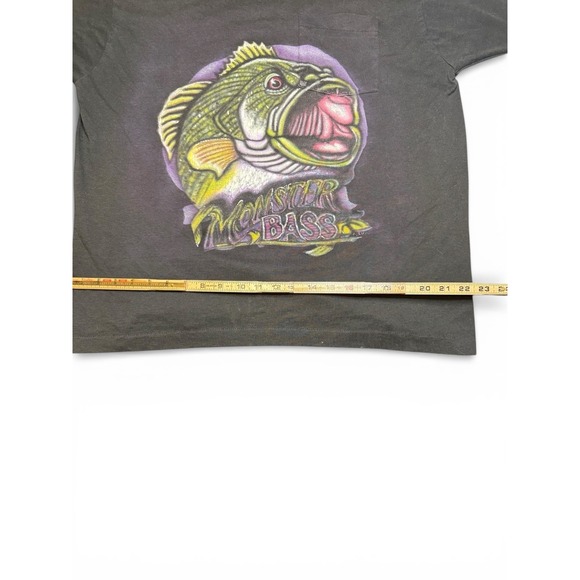 Vintage Monster Bass Fishing T-Shirt XL Screen Stars Best USA Made Pocket Tee - Picture 3 of 7